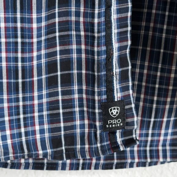 Ariat Pro Series L/S Button Shirt in Blue Plaid Men's Size M - Picture 5 of 10